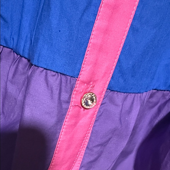 QUEEN OF SPARKLES Colorful Striped Mini Dress babydoll swing tiered - Picture 7 of 8